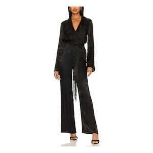 House Of Harlow 1960 x Revolve 'Rossi' Black Satin Jacquard Romper / Jumpsuit